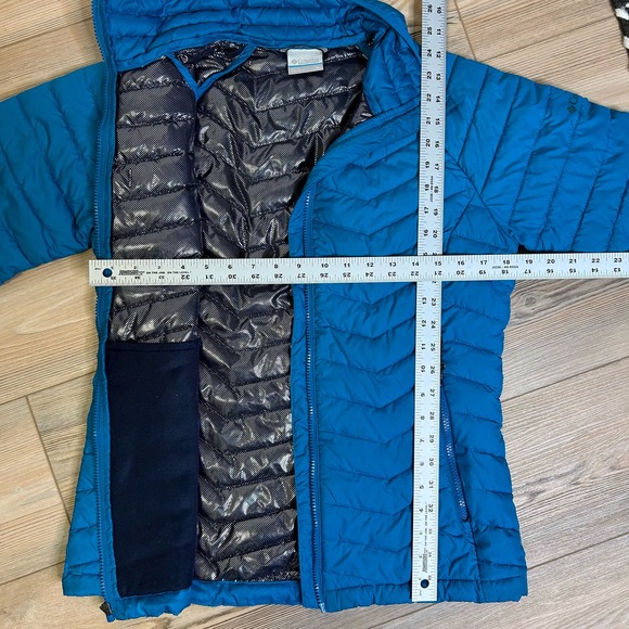 Columbia Omni Heat full zip puffer jacket, puffy coat, teal - Picture 3 of 5